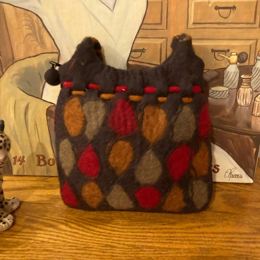 Rising Tide Felted Wool Shoulder Bag Handmade  - Multicolored - NWT